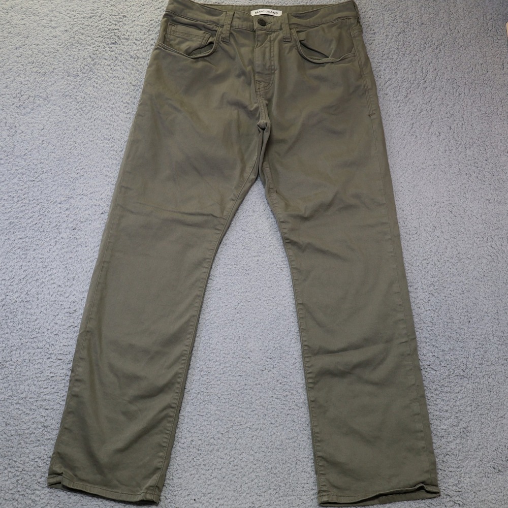 Mavi Matt Relaxed Straight Leg Pants Mens 31x30 Olive Green Twill Chino 5 Pocket